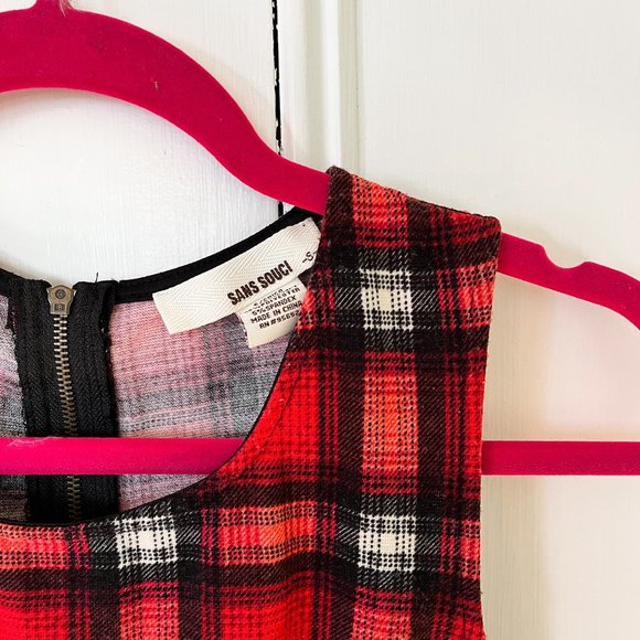 red plaid sleeveless midi dress - Picture 2 of 12